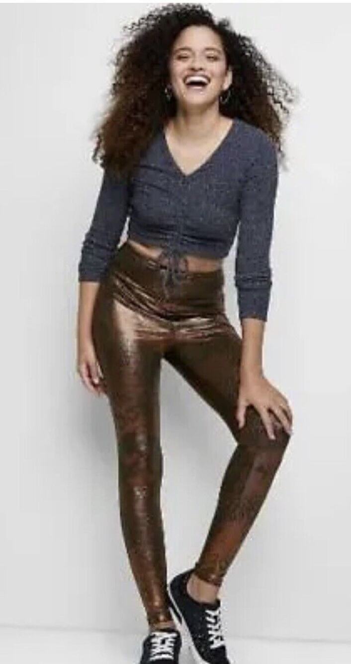 Wild Fable Metallic Animal Print Leggings Bronze & Black Women’s M NWT